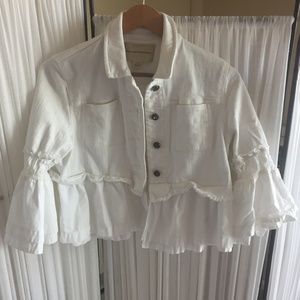 Anthropologie White Jean Jacket, Size XS